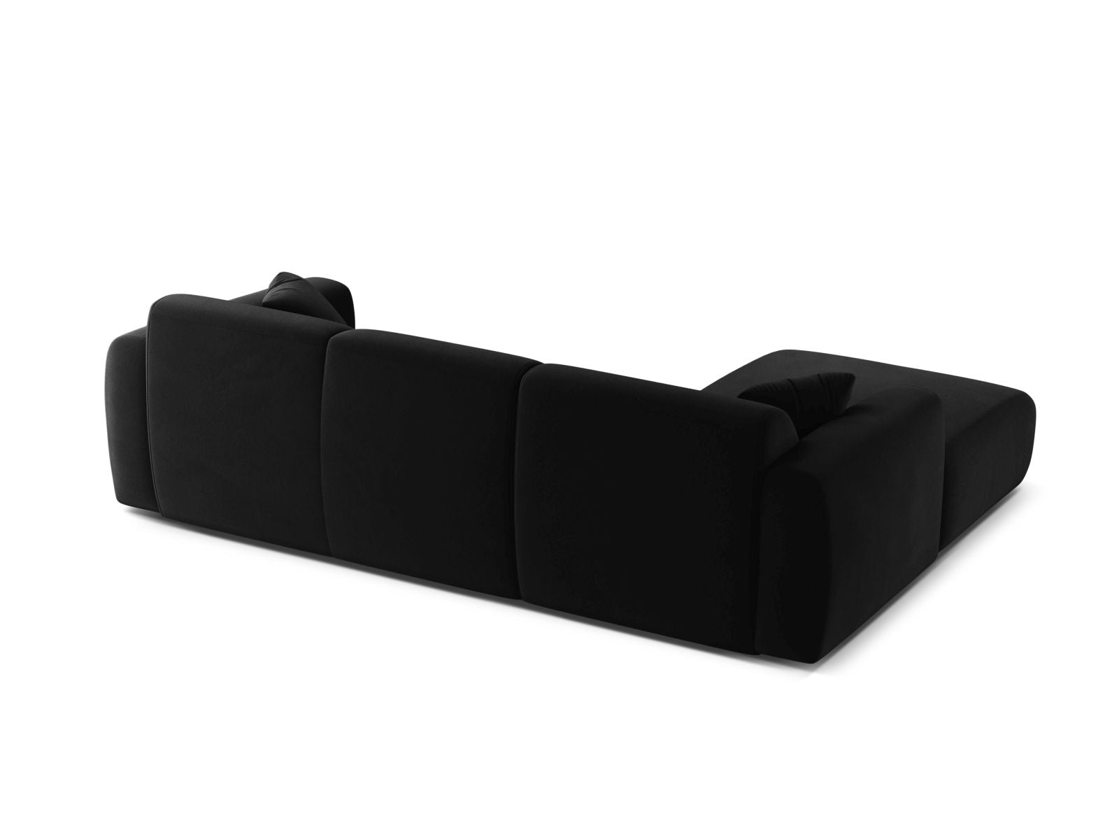 Elegantes 4-Sitzer Ecksofa Molino Velour in Schwarz, ideal für stilvolle Wohnräume und entspannte Abende.