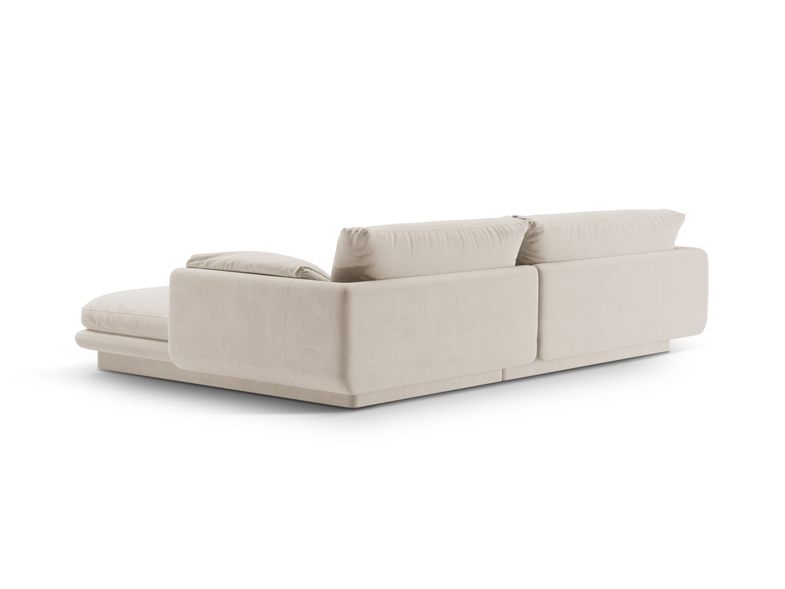 Luxuriöses Torino Velour Ecksofa in sanftem Ecru, linksseitig, 4-Sitzer von Micadoni, perfekt für moderne und elegante Wohnumgebungen.