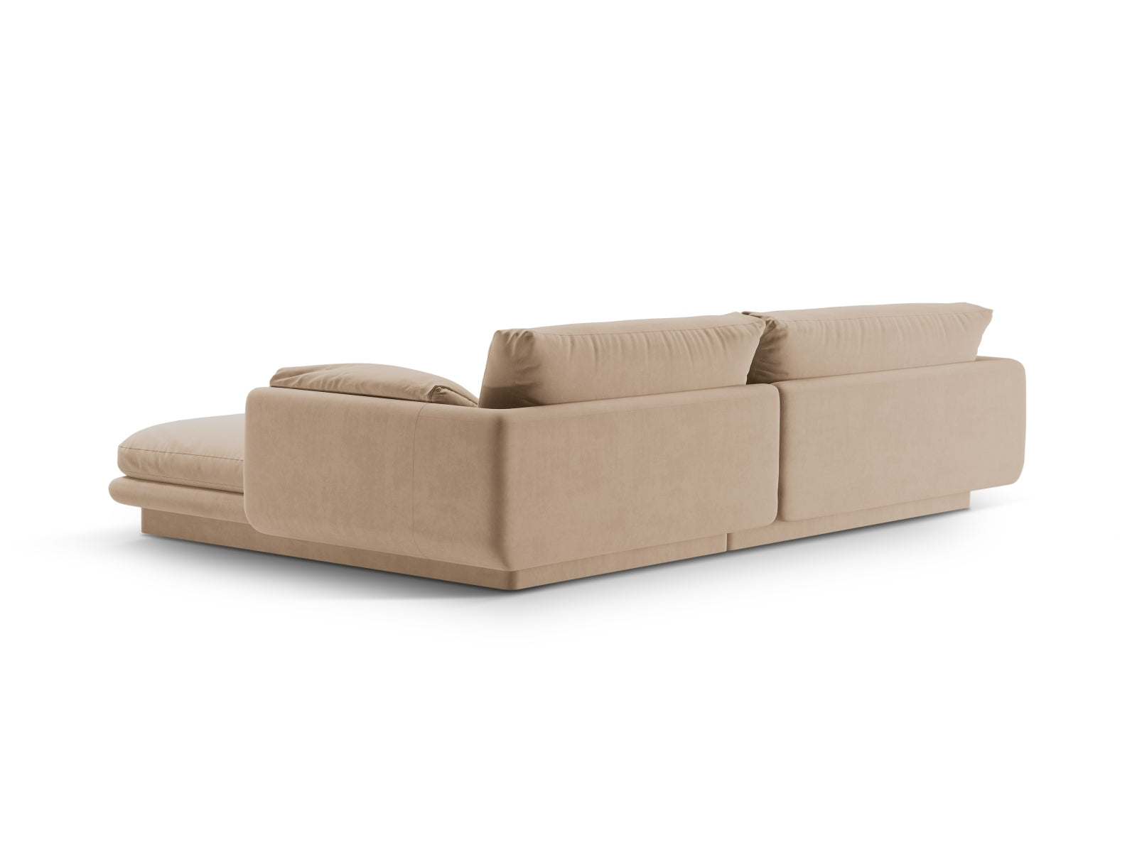 Modernes Torino Velour Ecksofa in Sand-Casino, linksseitig, 4-Sitzer von Micadoni, perfekt für gemütliche und stilvolle Wohnzimmer.