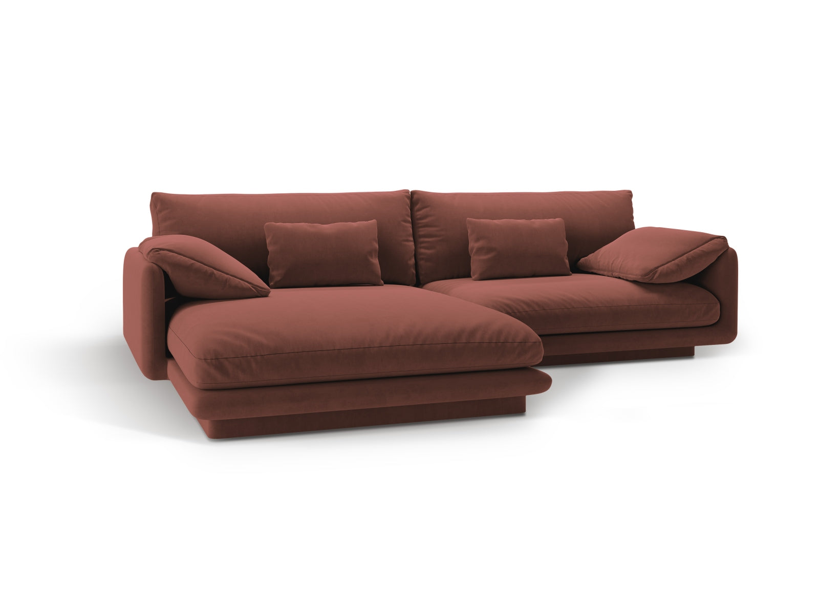 Torino Velour links Ecksofa 4 Sitzer in Cuoio präsentiert im Onlineshop von KAQTU Design AG. Ecksofa links ist von Micadoni