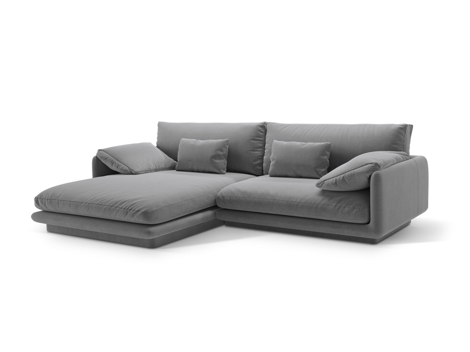 Elegantes Torino Velour Ecksofa in Hellgrau, linksseitig, ideal für stilvolle Wohnräume. 4-Sitzer von Micadoni, perfekt für Entspannung.