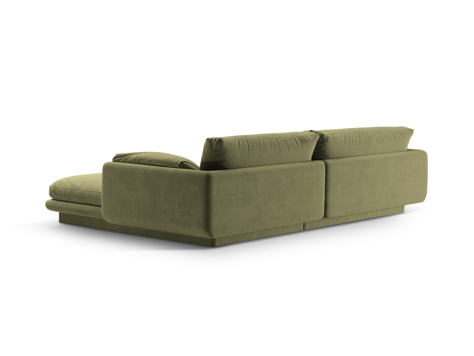 Modernes Torino Velour Ecksofa in zartem Hellgrün, 4-Sitzer von Micadoni, perfekt für gemütliche und stilvolle Wohnbereiche.