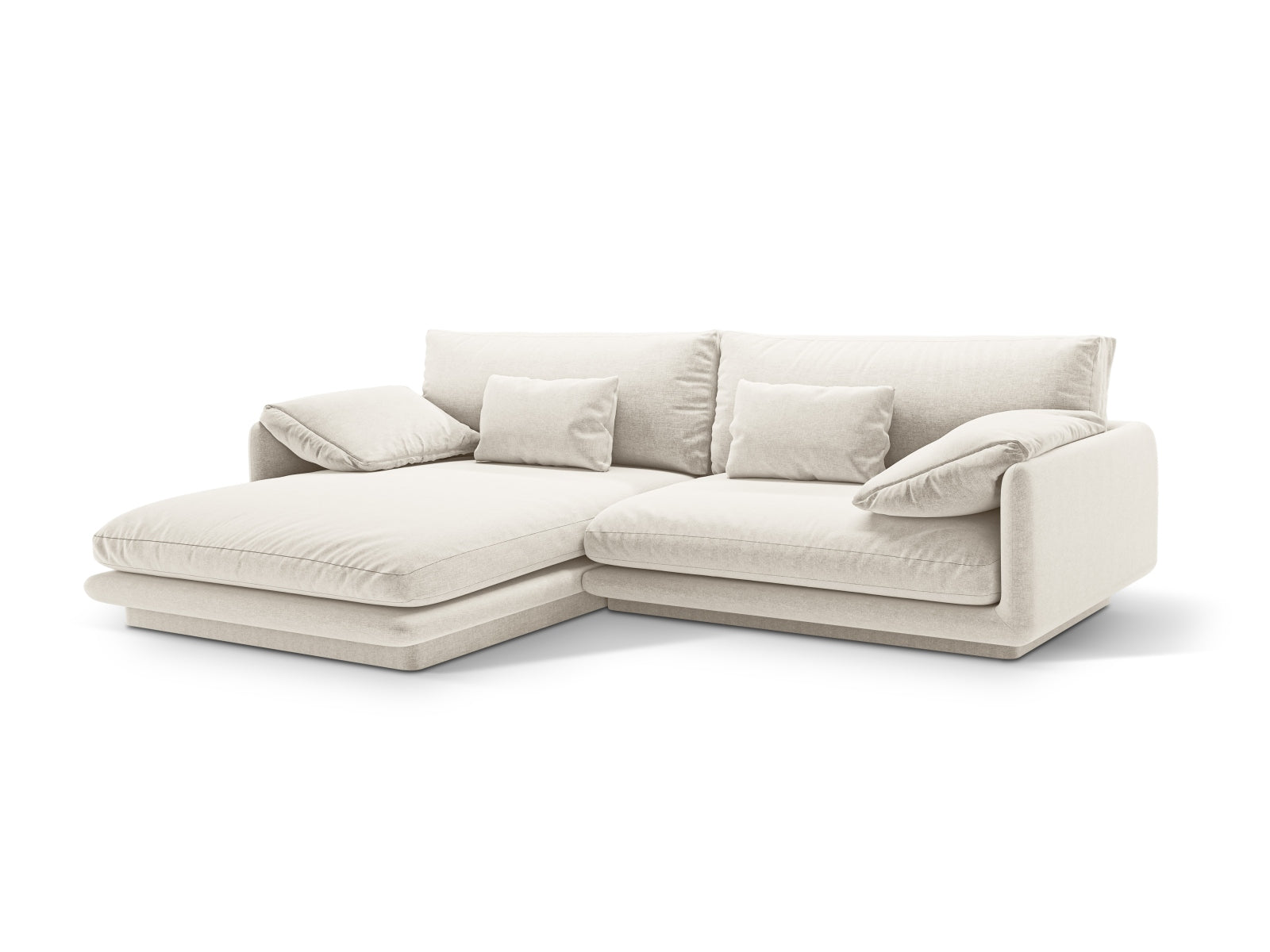 Elegantes Torino Ecksofa links in Ivory-Wind, ideal für stilvolle Wohnräume. Komfortables 4-Sitzer L-Sofa von Micadoni.