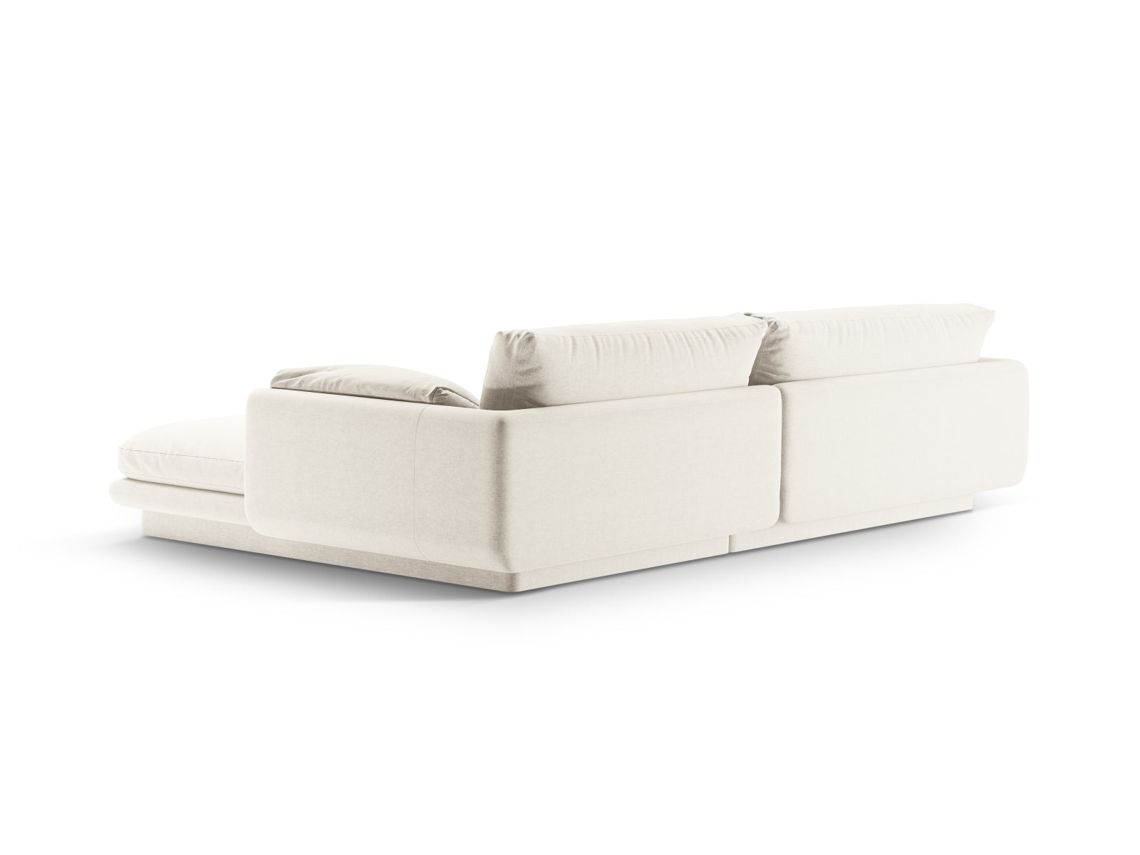 Modernes Torino Ecksofa links in sanftem Ivory-Wind, perfekt für gemütliche Wohnzimmer. Geräumiges 4-Sitzer L-Sofa von Micadoni.