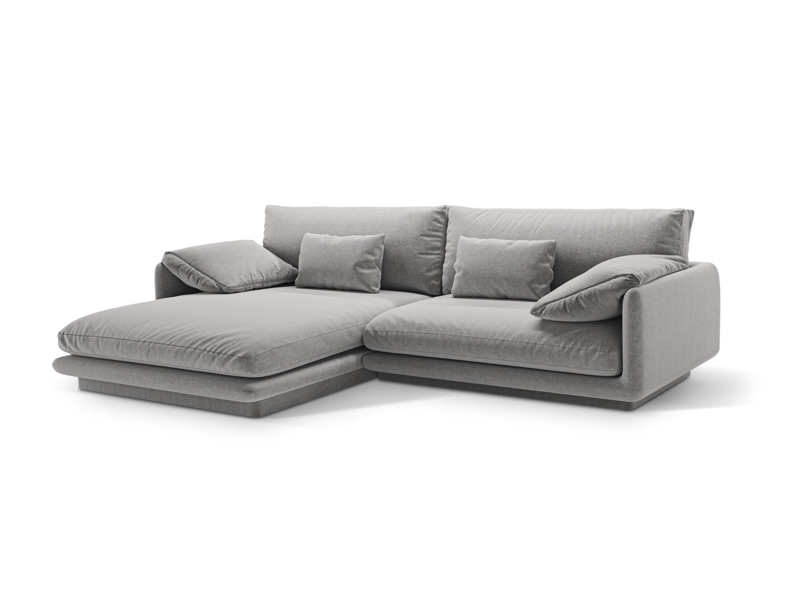 Stylisches Torino Ecksofa links in hellem Grau, ideal für moderne Wohnräume. Komfortables 4-Sitzer Design von Micadoni.