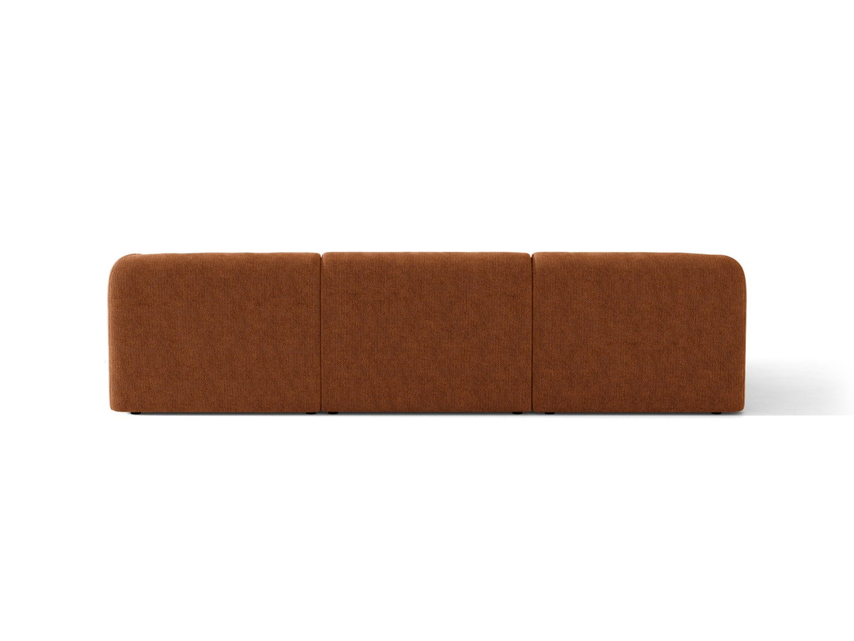 Miley Linkes Ecksofa von Micadoni, L-Sofa links in Dunkelbeige mit Bluvel-Stoffbezug und schwarzen Kunststoffbeinen, Frontalansicht.