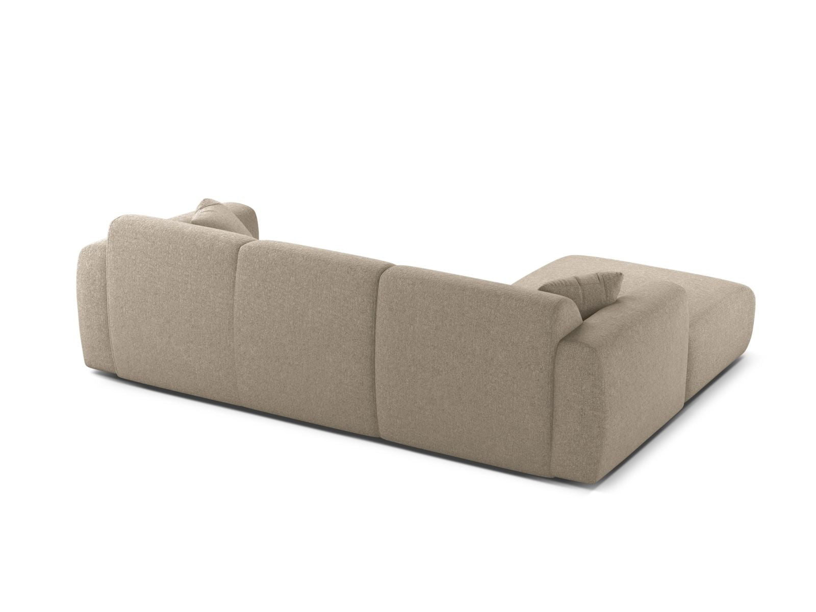 Modernes 4-Sitzer Ecksofa links Molino in edlem Dunkelbeige, ideal für gemütliche Abende und stilvolle Wohnräume.