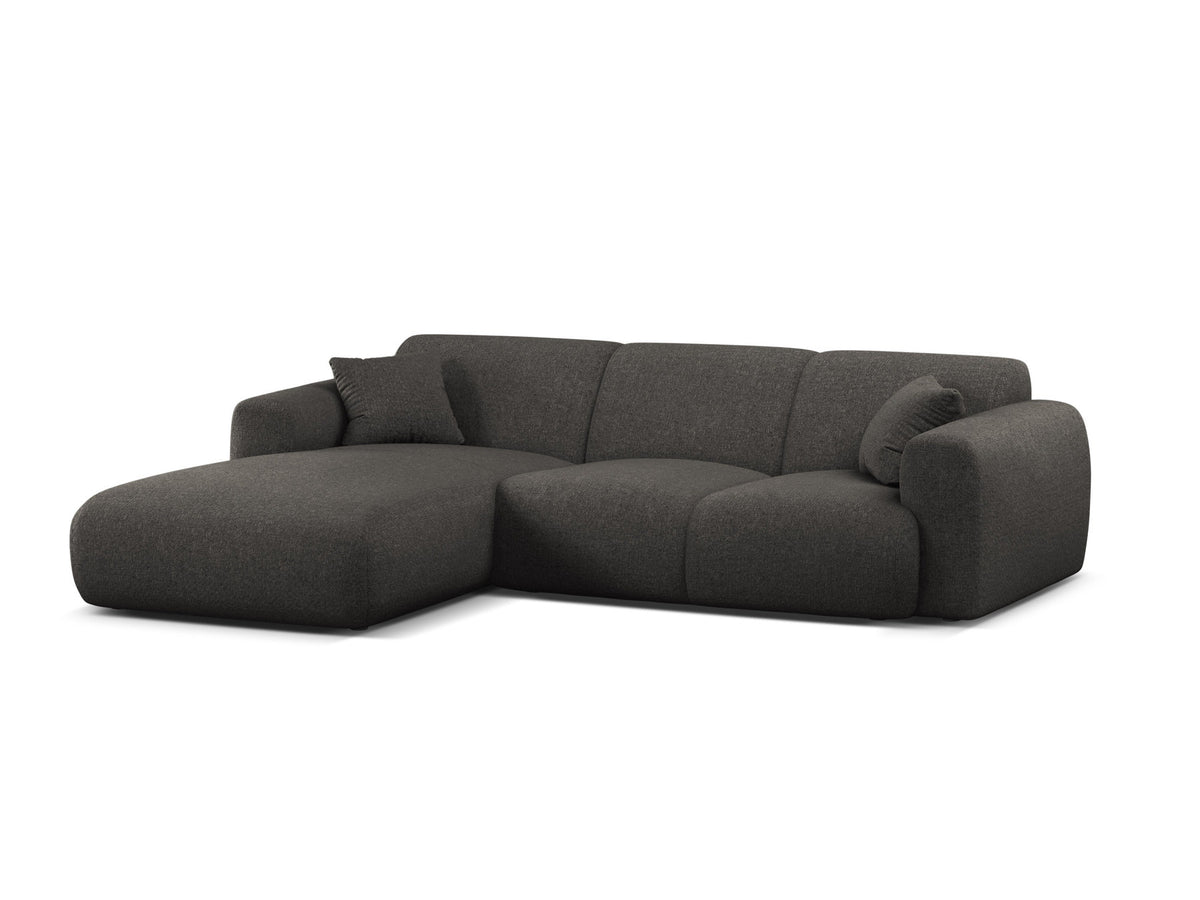Molino Ecksofa links 4-Sitzer von Micadoni, L-Form mit Stoffbezug Casino, Massivholzrahmen und schwarzen Kunststoffbeinen, mehrere Varianten wählbar