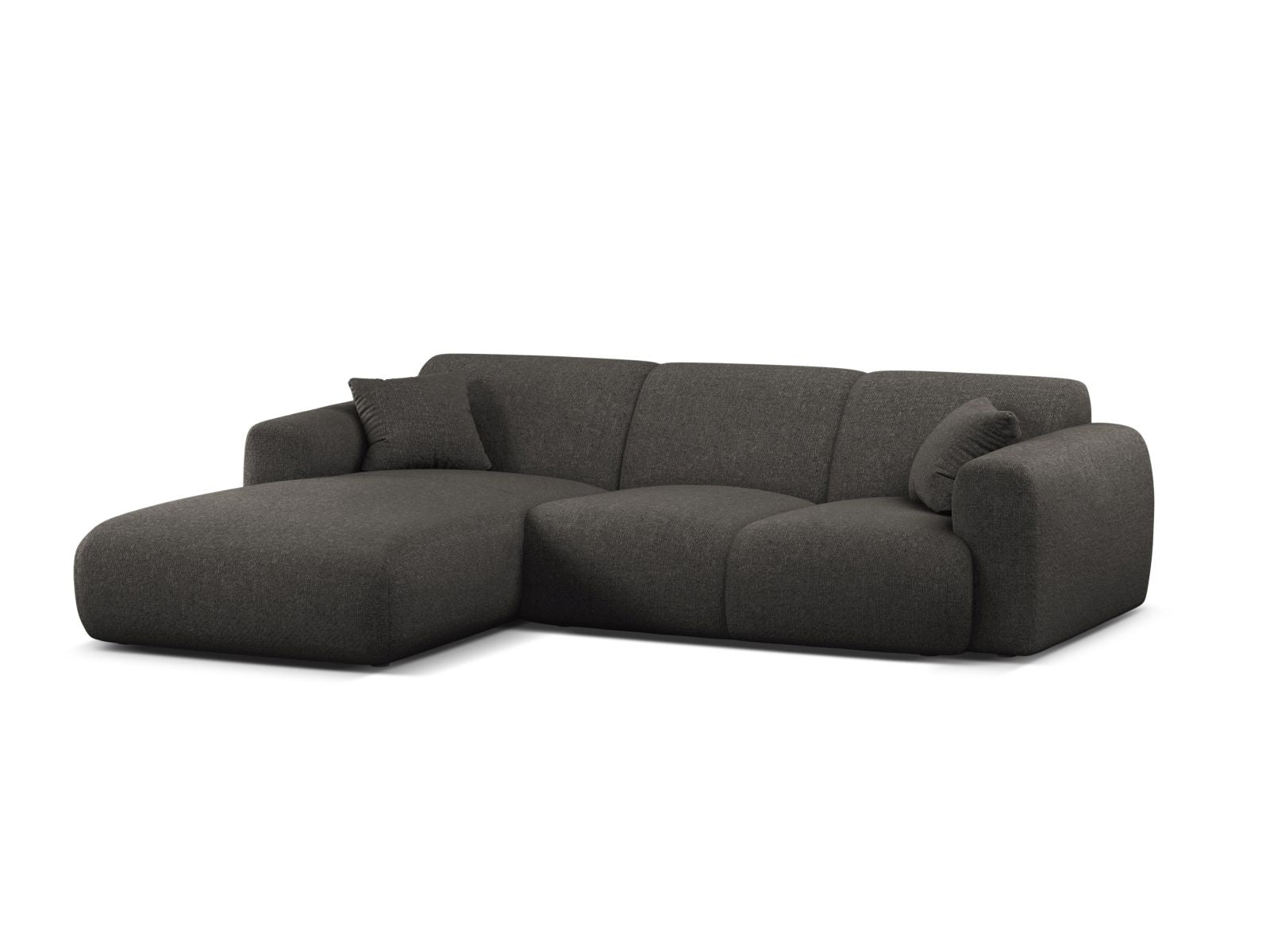 Stylisches 4-Sitzer Ecksofa links Molino in elegantem Dunkelgrau, ideal für moderne Wohnräume und gemütliche Abende.