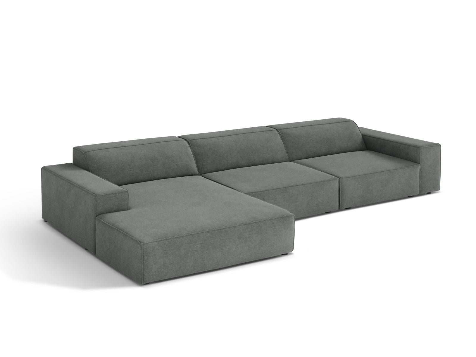 Modulares 4-Sitzer Ecksofa Jodie in elegantem Grau, ideal für stilvolle Wohnräume, präsentiert von Micadoni.