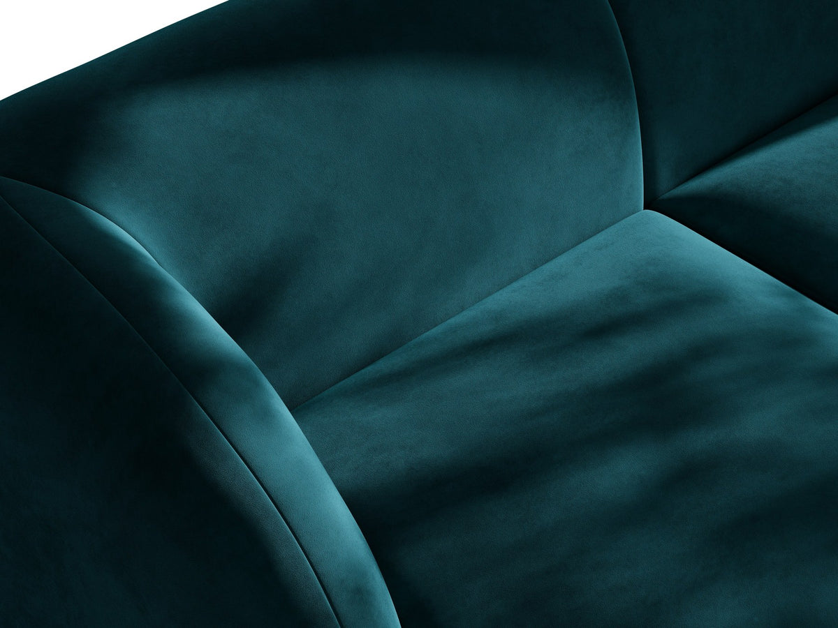 Miley Linkes Ecksofa von Micadoni, L-Sofa links in Dunkelbeige mit Bluvel-Stoffbezug und schwarzen Kunststoffbeinen, Frontalansicht.