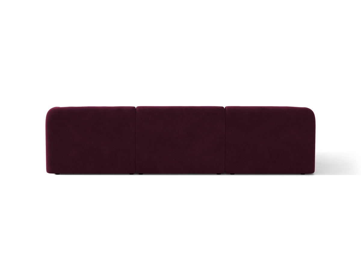 Miley Linkes Ecksofa von Micadoni, L-Sofa links in Dunkelbeige mit Bluvel-Stoffbezug und schwarzen Kunststoffbeinen, Frontalansicht.