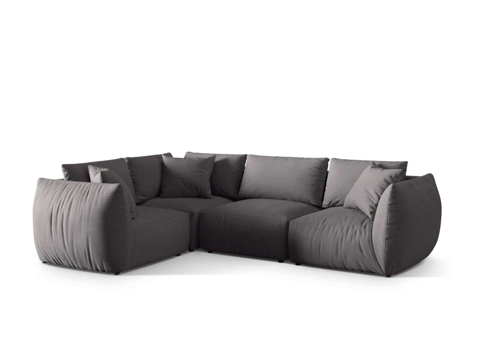 Modernes Chris Ecksofa links in sanften Sandtönen, perfekt für gemütliche Wohnzimmer. Geräumiges 4-Sitzer Modell von Micadoni.