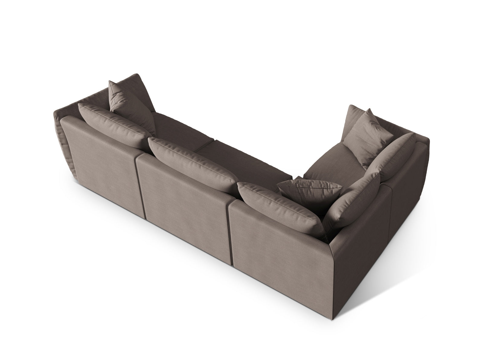 Modernes Chris Ecksofa links in sanftem Warm Grey, 4-Sitzer, ideal für gemütliche und stilvolle Wohnräume, erhältlich bei Micadoni.