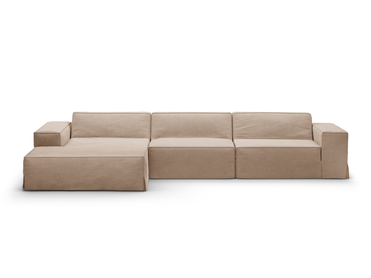 Jodie Modulares Ecksofa links 4 Sitzer mit abnehmbaren Bezug in Sand-LINS präsentiert im Onlineshop von KAQTU Design AG. L-Sofa links ist von Micadoni