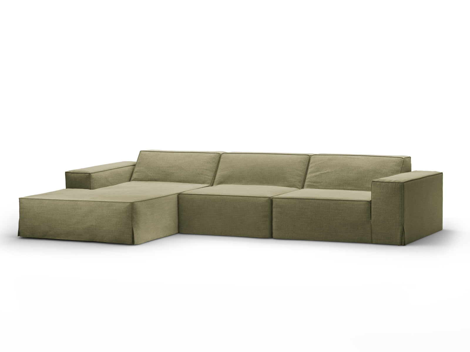 Jodie Modulares Ecksofa links 4 Sitzer in Light Green präsentiert im Onlineshop von KAQTU Design AG. Ecksofa links ist von Micadoni