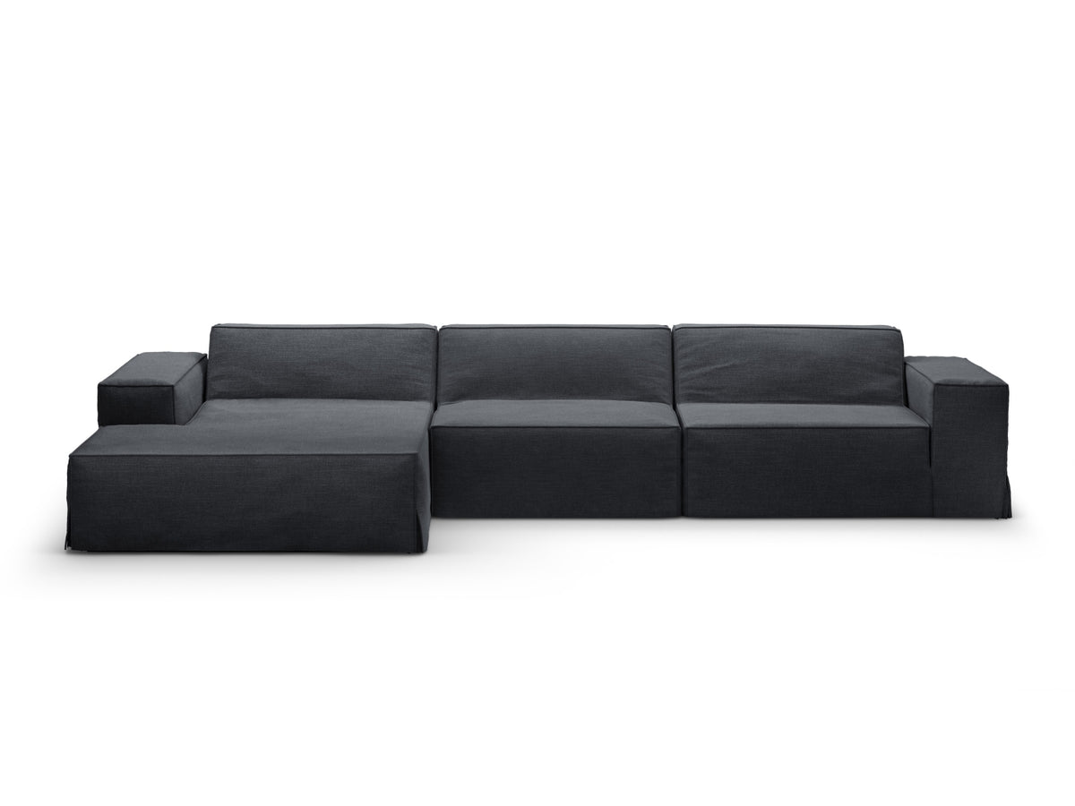 Jodie Modulares Ecksofa links 4 Sitzer mit abnehmbaren Bezug in Grey und Blue-LINS präsentiert im Onlineshop von KAQTU Design AG. L-Sofa links ist von Micadoni