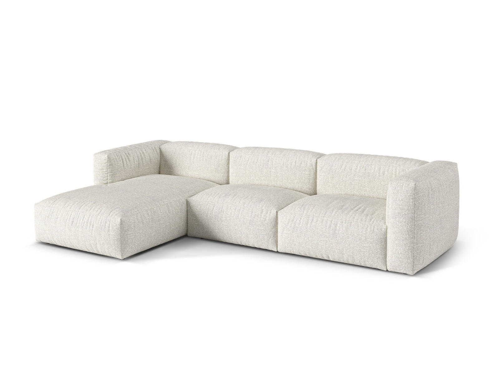 Elegantes 3-Sitzer XL Ecksofa links Martina in Grey Beige Melange, ideal für stilvolle Wohnräume, präsentiert von Micadoni.