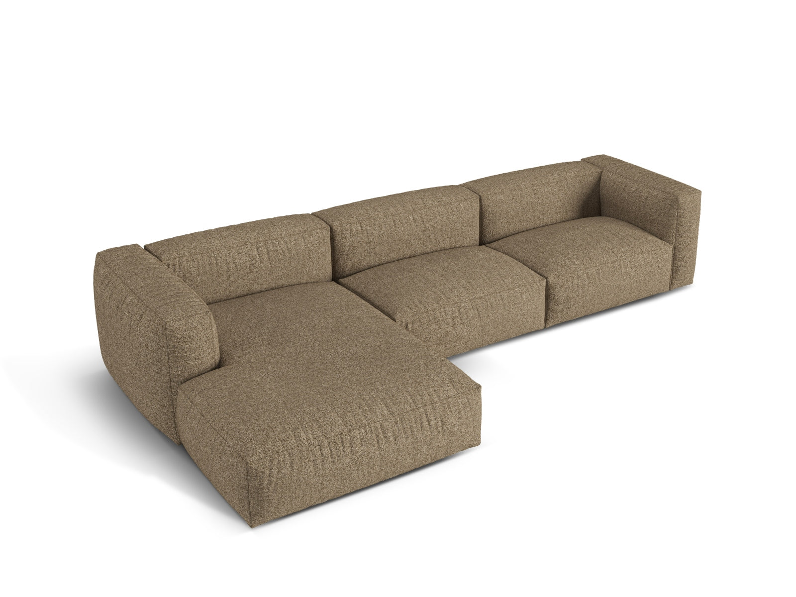 Elegantes 3-Sitzer XL Ecksofa links Martina in sanftem Cappuccino, ideal für gemütliche Abende und modernes Wohndesign.