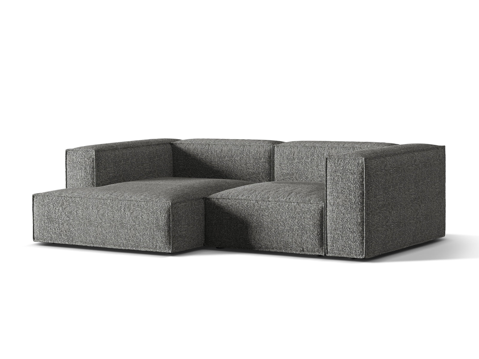 Elegantes Nuria Boucle Modular Ecksofa links, 3-Sitzer in stilvollem Graphit, ideal für moderne Wohnräume.