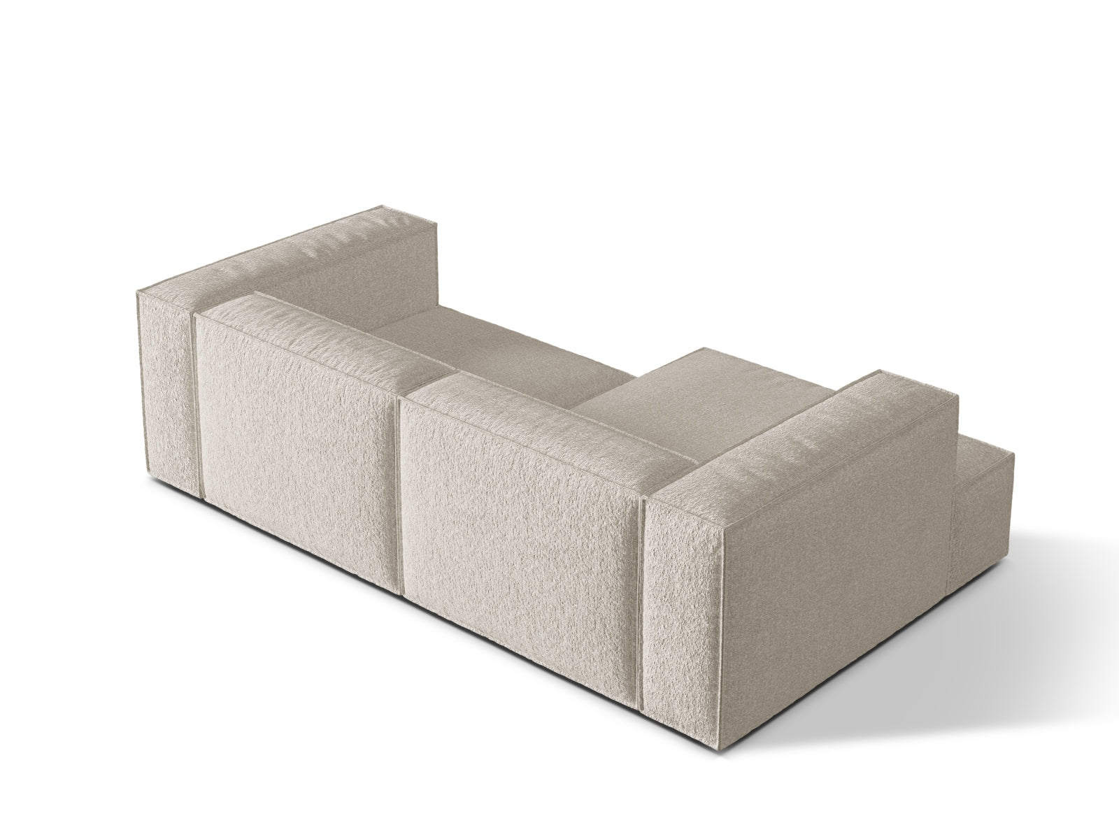 Beige Nuria Boucle Modular Ecksofa links, 3-Sitzer von Micadoni, perfektes Möbelstück für moderne Wohnkonzepte, vereint Komfort und zeitloses Design.