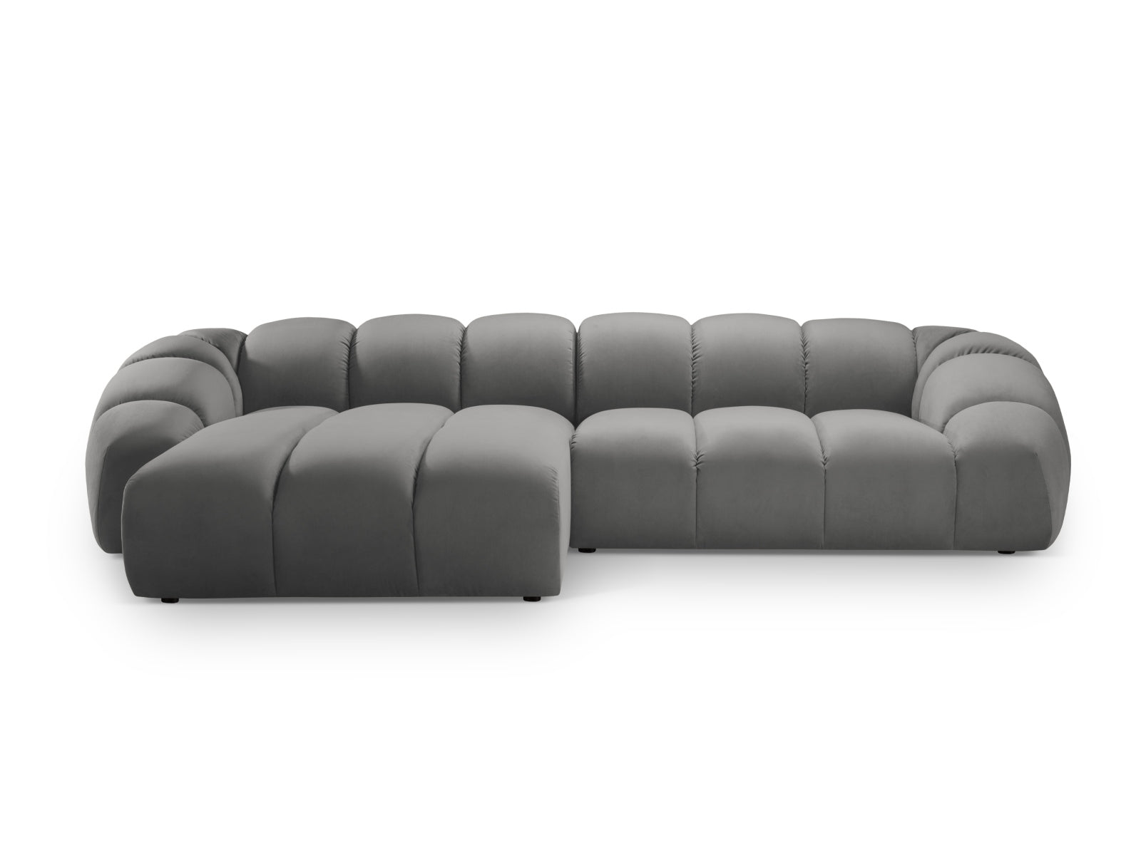 Diana Velour links Ecksofa 4 Sitzer in Grey-Salvador präsentiert im Onlineshop von KAQTU Design AG. L-Sofa links ist von Micadoni