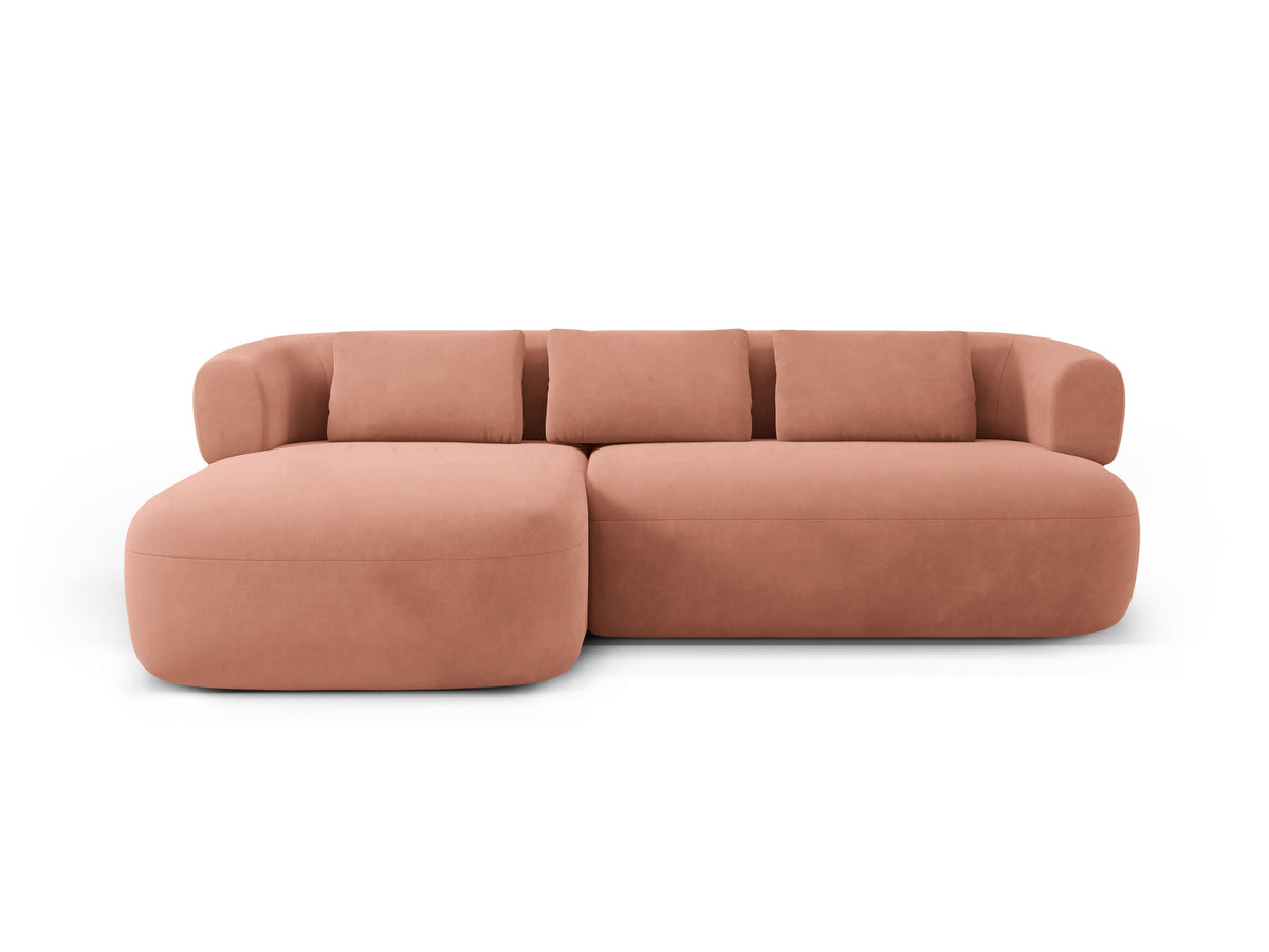 Jenny Velour Ecksofa links 5 Sitzer in Pink-Salvador präsentiert im Onlineshop von KAQTU Design AG. L-Sofa links ist von Micadoni