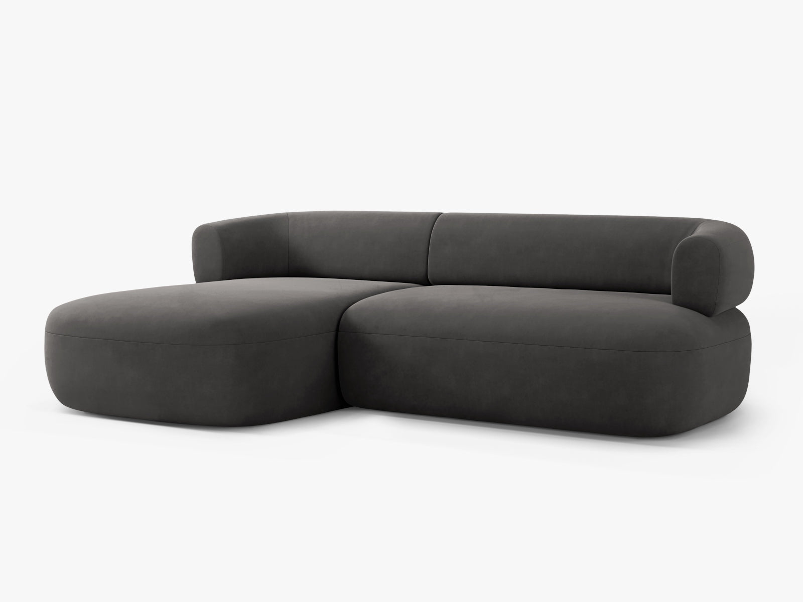 Jenny Velour Ecksofa links 5 Sitzer in Dark Grey präsentiert im Onlineshop von KAQTU Design AG. Ecksofa links ist von Micadoni