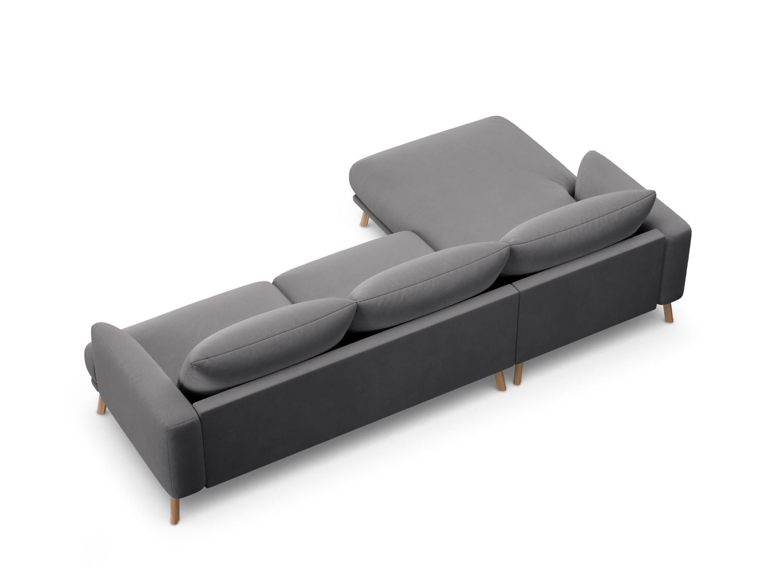 Modernes 4-Sitzer Ecksofa links Naomi in schickem Grau, ideal für entspannte Stunden und stilvolle Einrichtung in jedem Wohnzimmer.