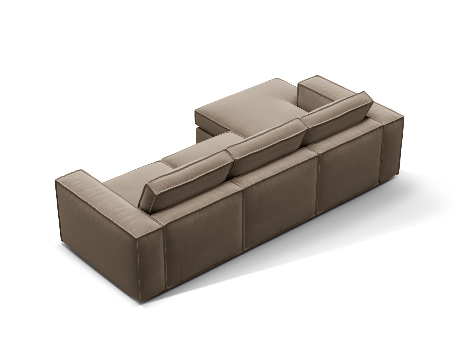 Modernes 3-Sitzer Ecksofa Pola in Grau-Braun, perfekt für gemütliche Wohnzimmer, vereint Stil und Funktionalität in einem modularen Design.
