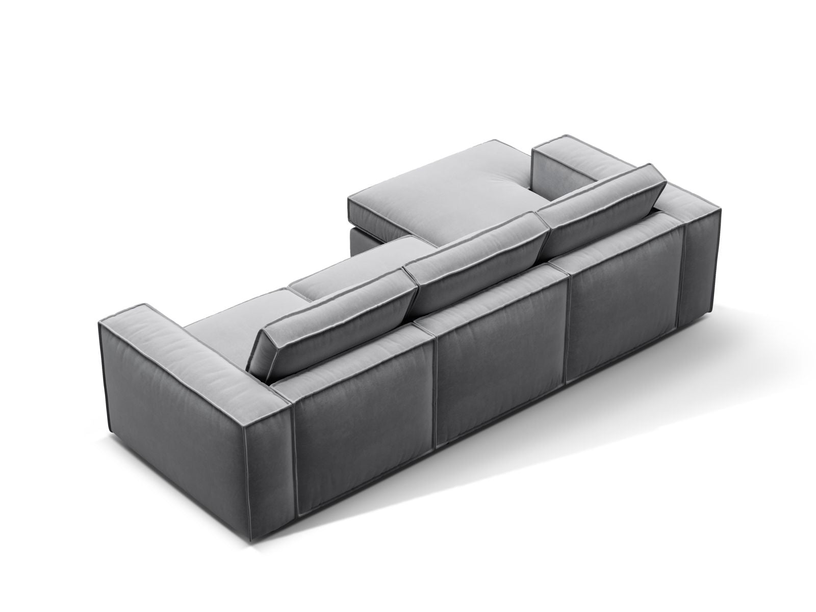 Stylisches 3-Sitzer Modular Ecksofa links Pola in zeitlosem Grau, perfekt für gemütliche Abende und modernes Wohndesign von Micadoni.