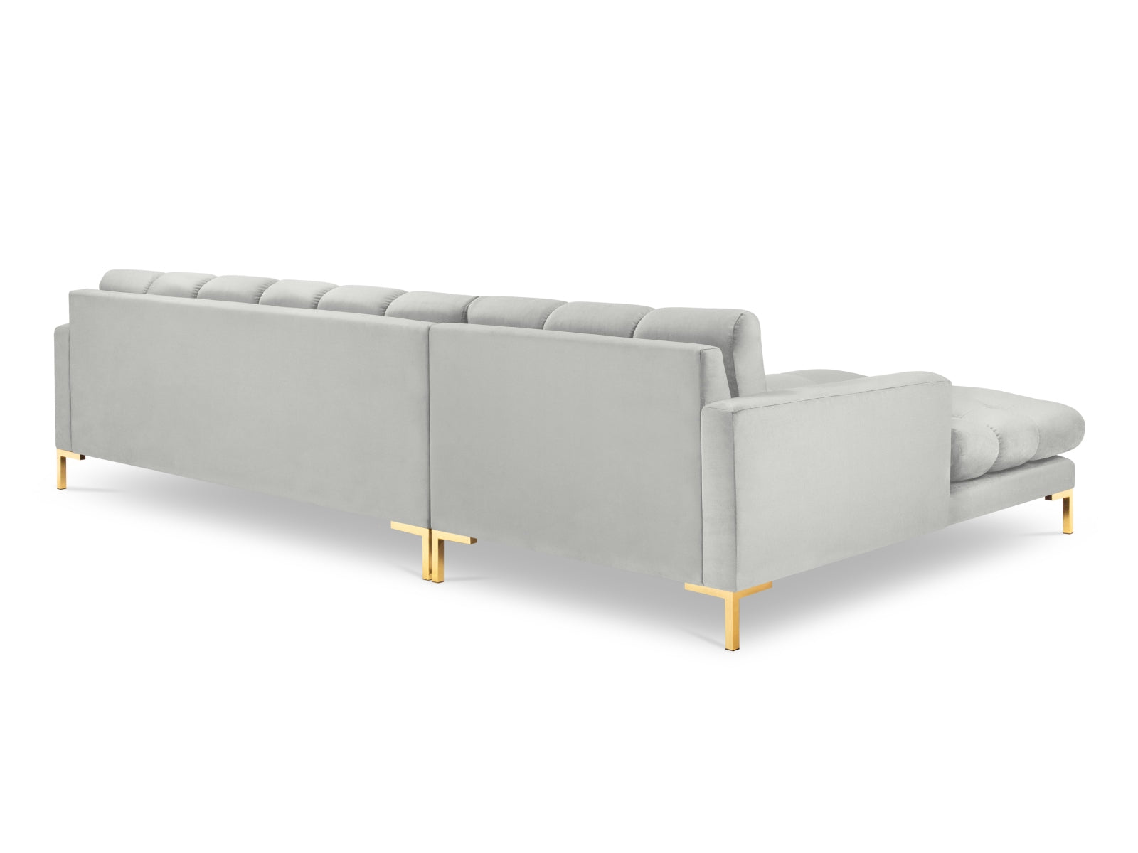 Mamaia Velour Ecksofa links 5 Sitzer in Silver/Gold präsentiert im Onlineshop von KAQTU Design AG. Ecksofa links ist von Micadoni
