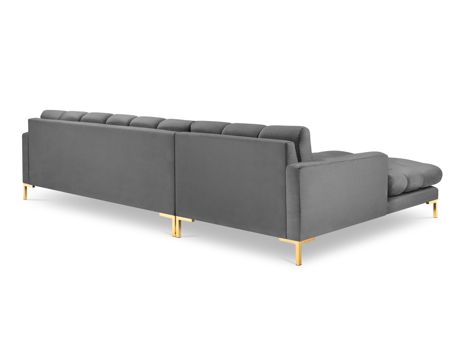 Mamaia Velour Ecksofa links 5 Sitzer in Light Grey/Gold präsentiert im Onlineshop von KAQTU Design AG. Ecksofa links ist von Micadoni