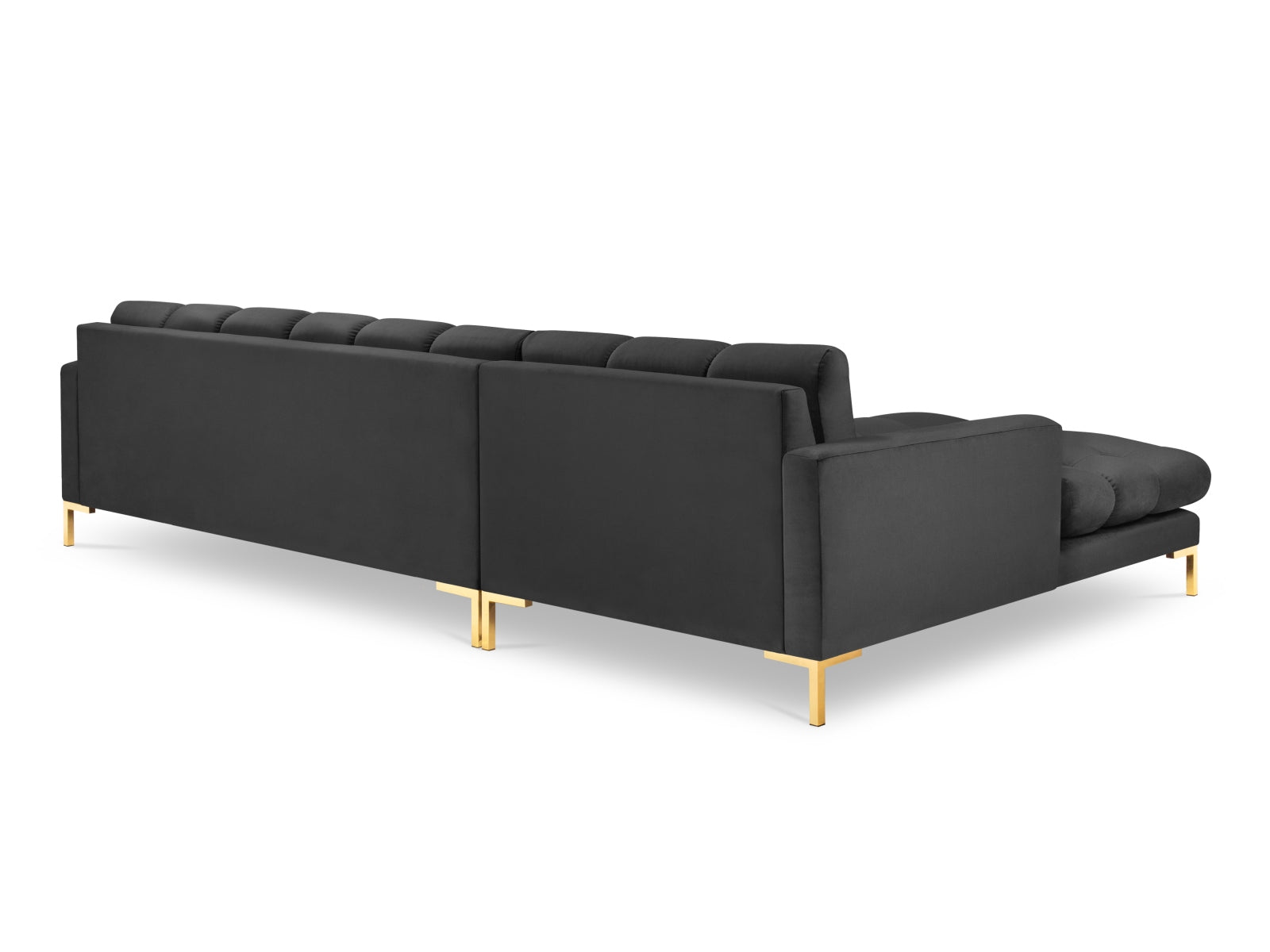Mamaia Velour Ecksofa links 5 Sitzer in Dark Grey/Gold präsentiert im Onlineshop von KAQTU Design AG. Ecksofa links ist von Micadoni