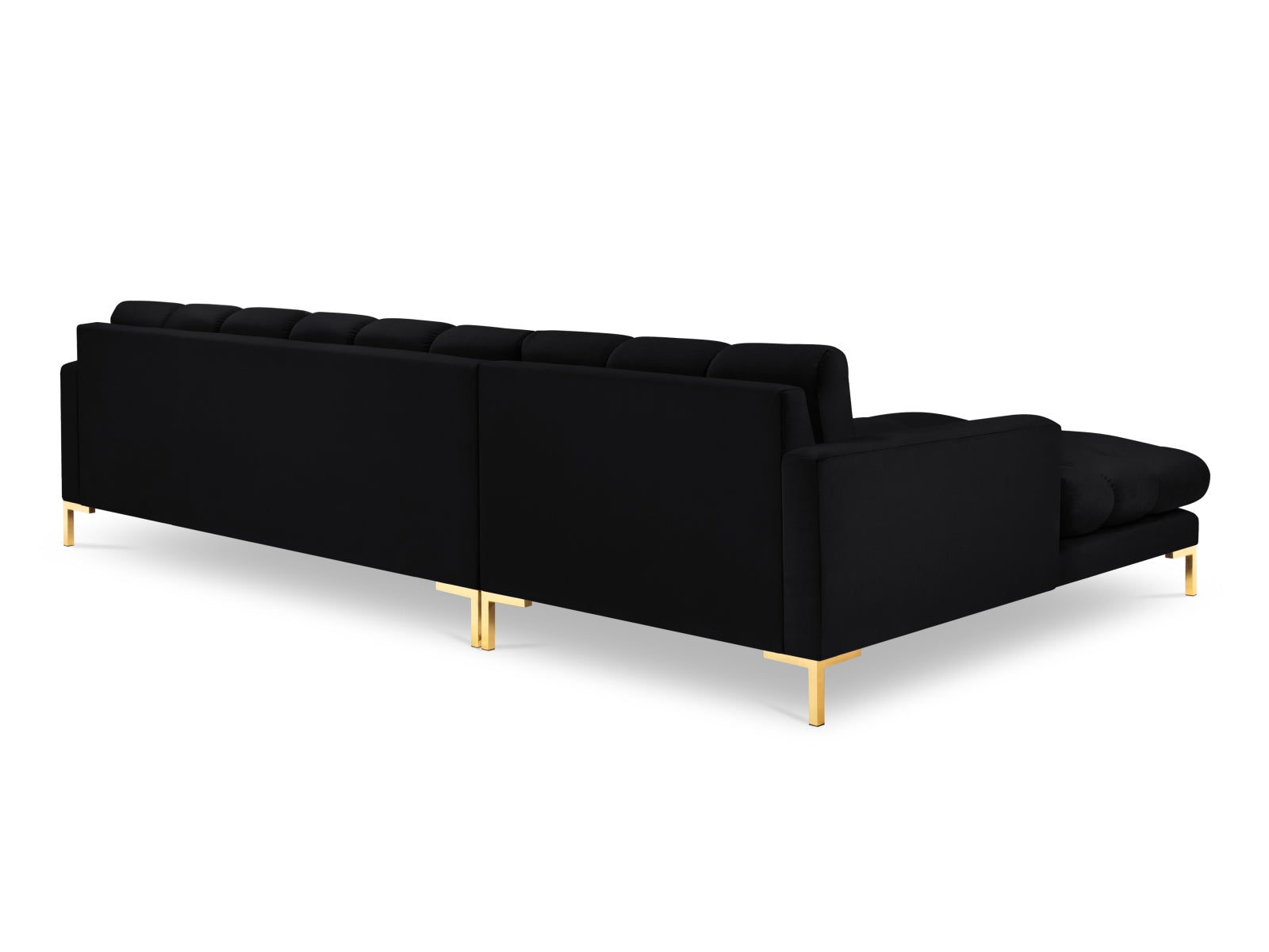 Mamaia Velour Ecksofa links 5 Sitzer in Black/Gold präsentiert im Onlineshop von KAQTU Design AG. Ecksofa links ist von Micadoni