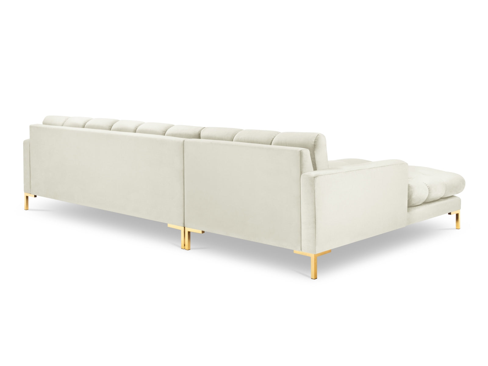Mamaia Velour Ecksofa links 5 Sitzer in Light Beige/Gold präsentiert im Onlineshop von KAQTU Design AG. Ecksofa links ist von Micadoni