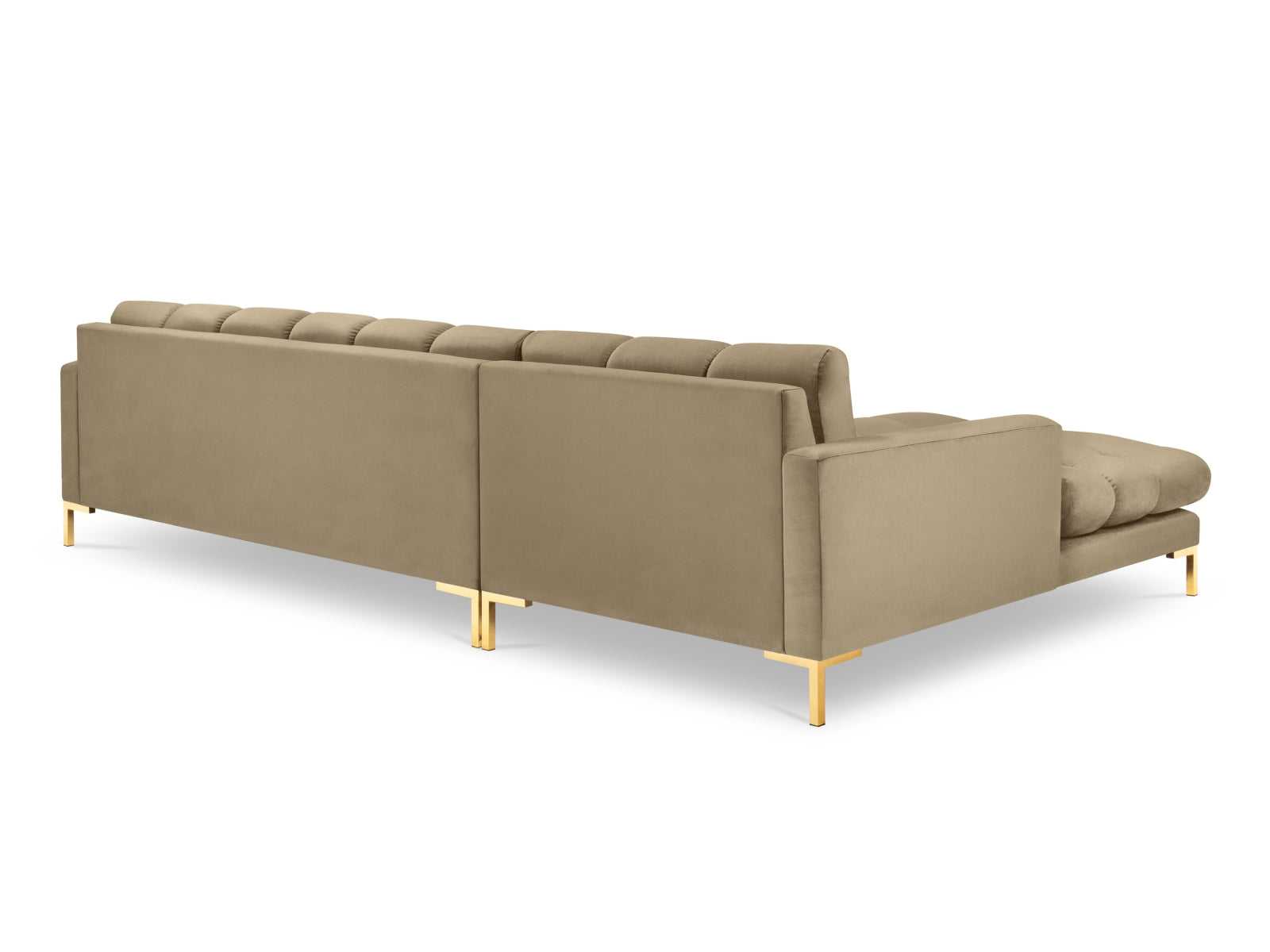 Mamaia Velour Ecksofa links 5 Sitzer in Beige/Gold präsentiert im Onlineshop von KAQTU Design AG. Ecksofa links ist von Micadoni