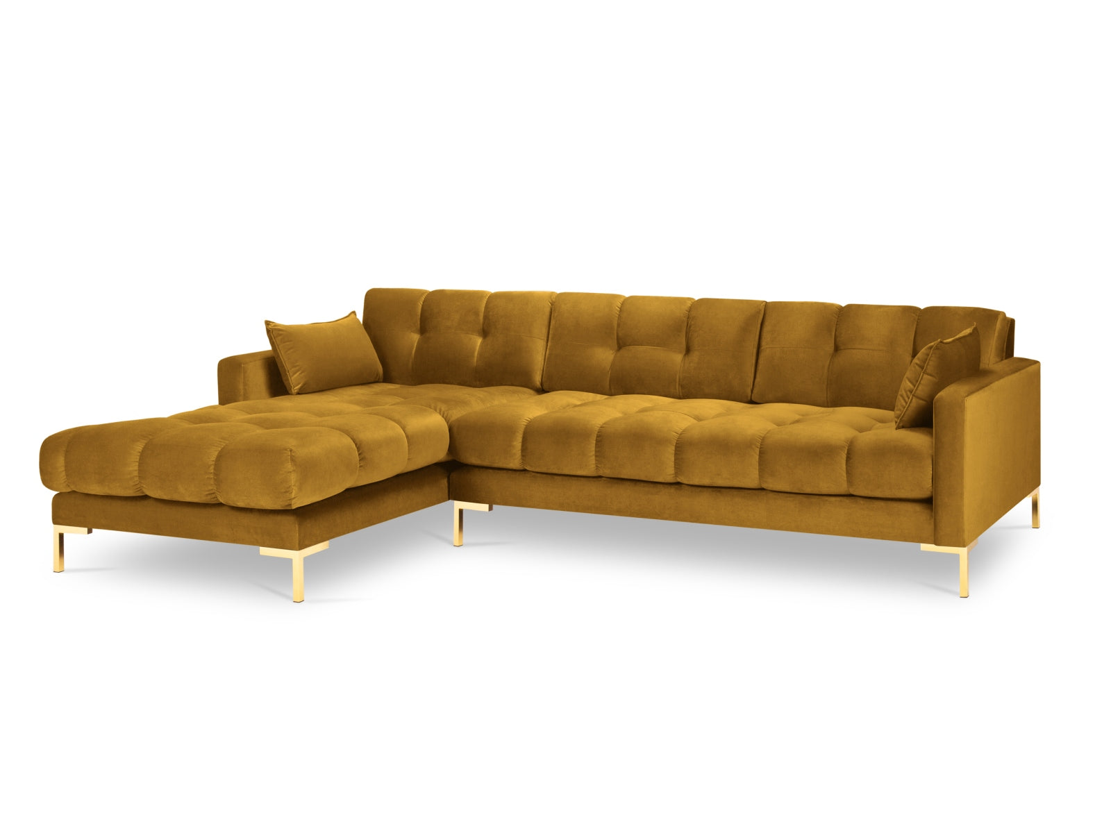 Mamaia Velour Ecksofa links 5 Sitzer in Yellow/Gold präsentiert im Onlineshop von KAQTU Design AG. Ecksofa links ist von Micadoni
