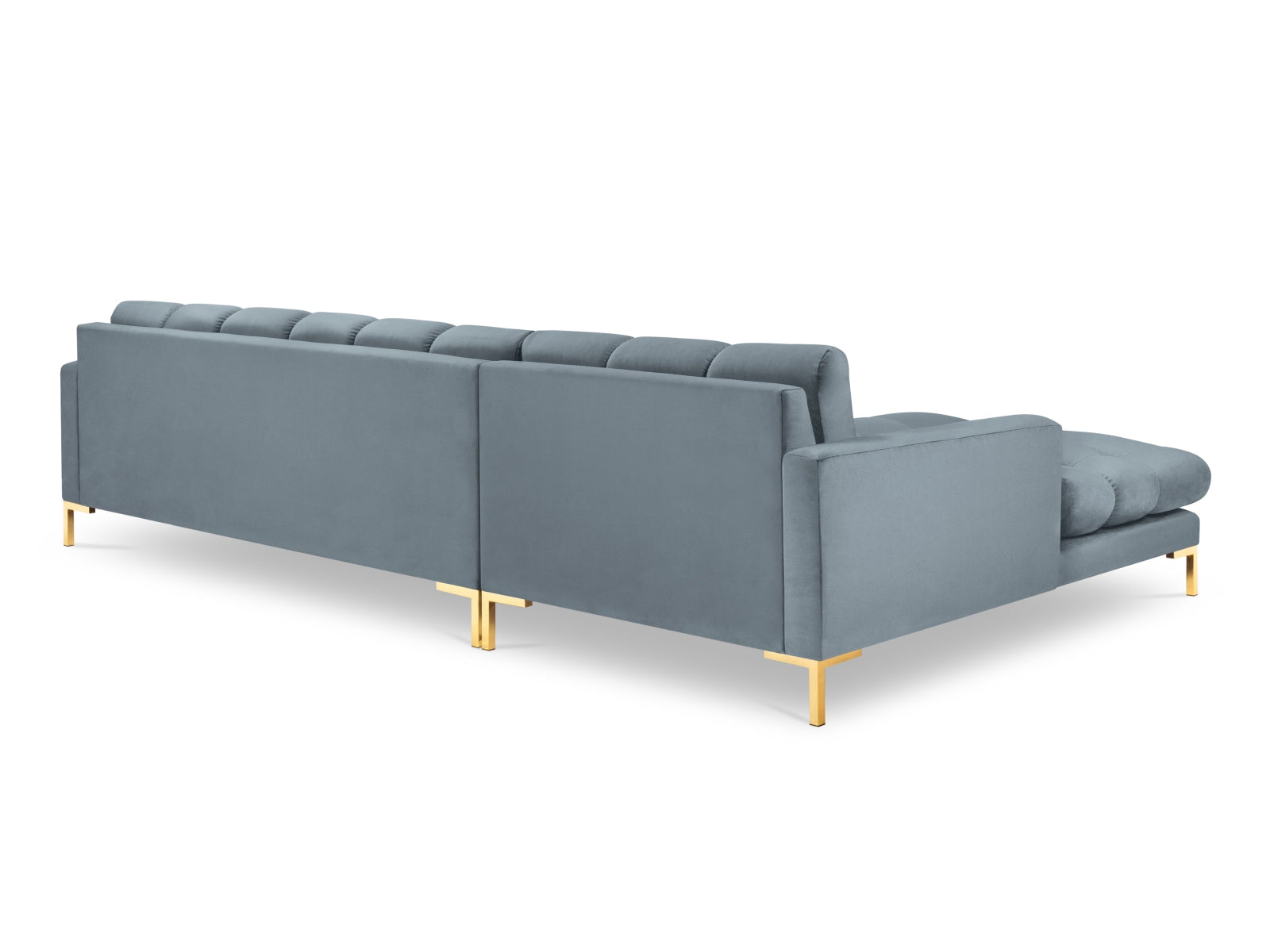 Mamaia Velour Ecksofa links 5 Sitzer in Light Blue/Gold präsentiert im Onlineshop von KAQTU Design AG. Ecksofa links ist von Micadoni