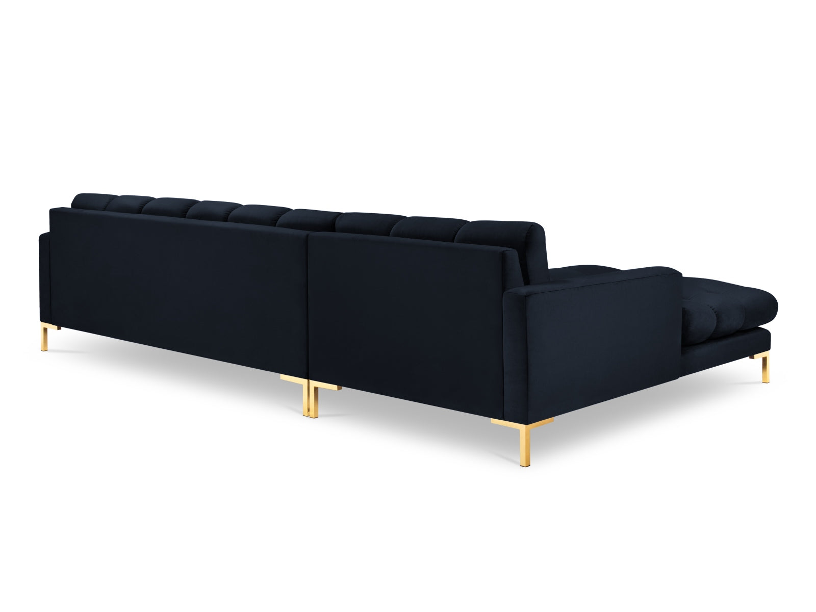 Mamaia Velour Ecksofa links 5 Sitzer in Dark Blue/Gold präsentiert im Onlineshop von KAQTU Design AG. Ecksofa links ist von Micadoni