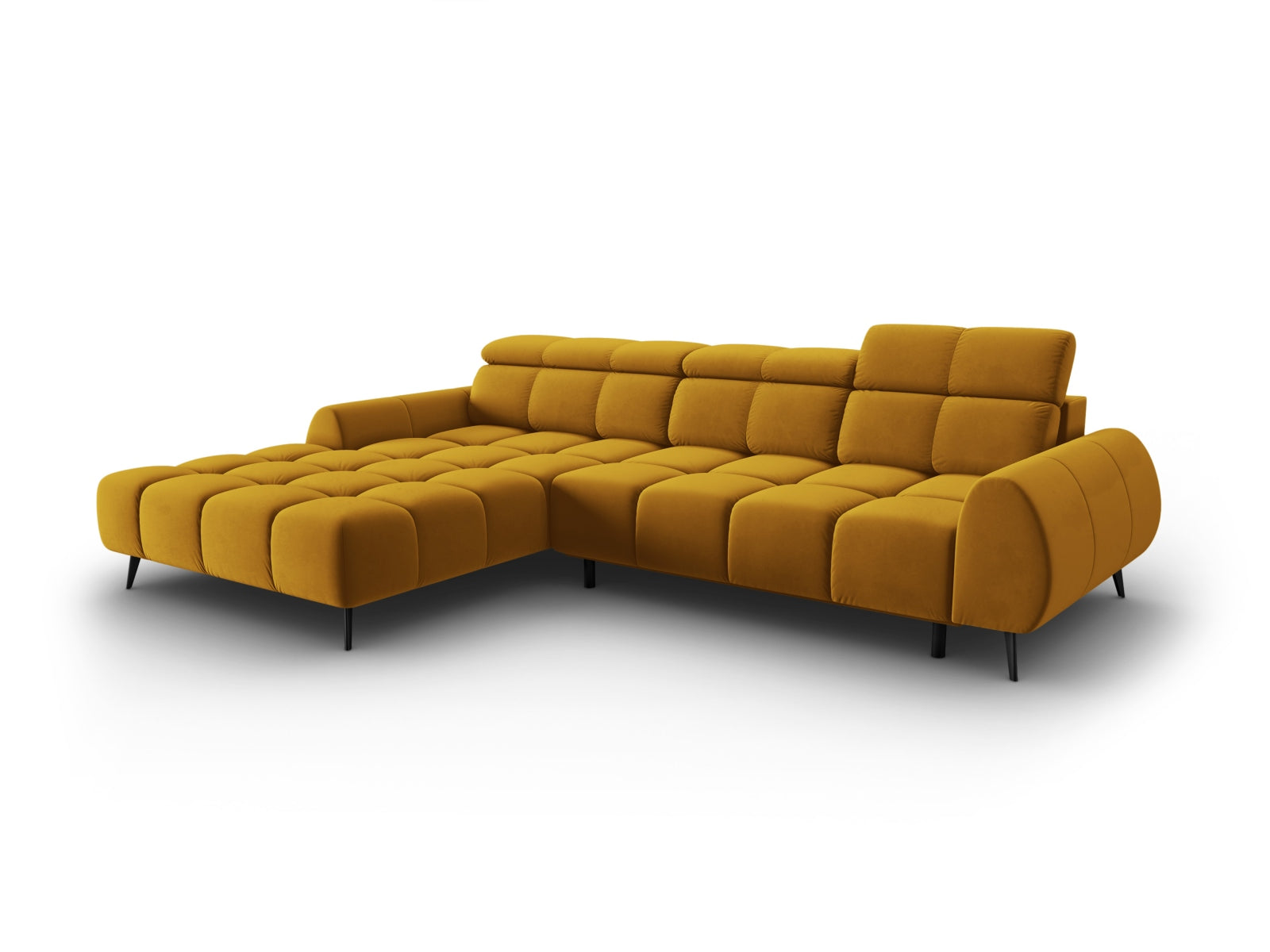 Alyse Velour Electric Ecksofa links 5 Sitzer in Yellow präsentiert im Onlineshop von KAQTU Design AG. Ecksofa links ist von Micadoni