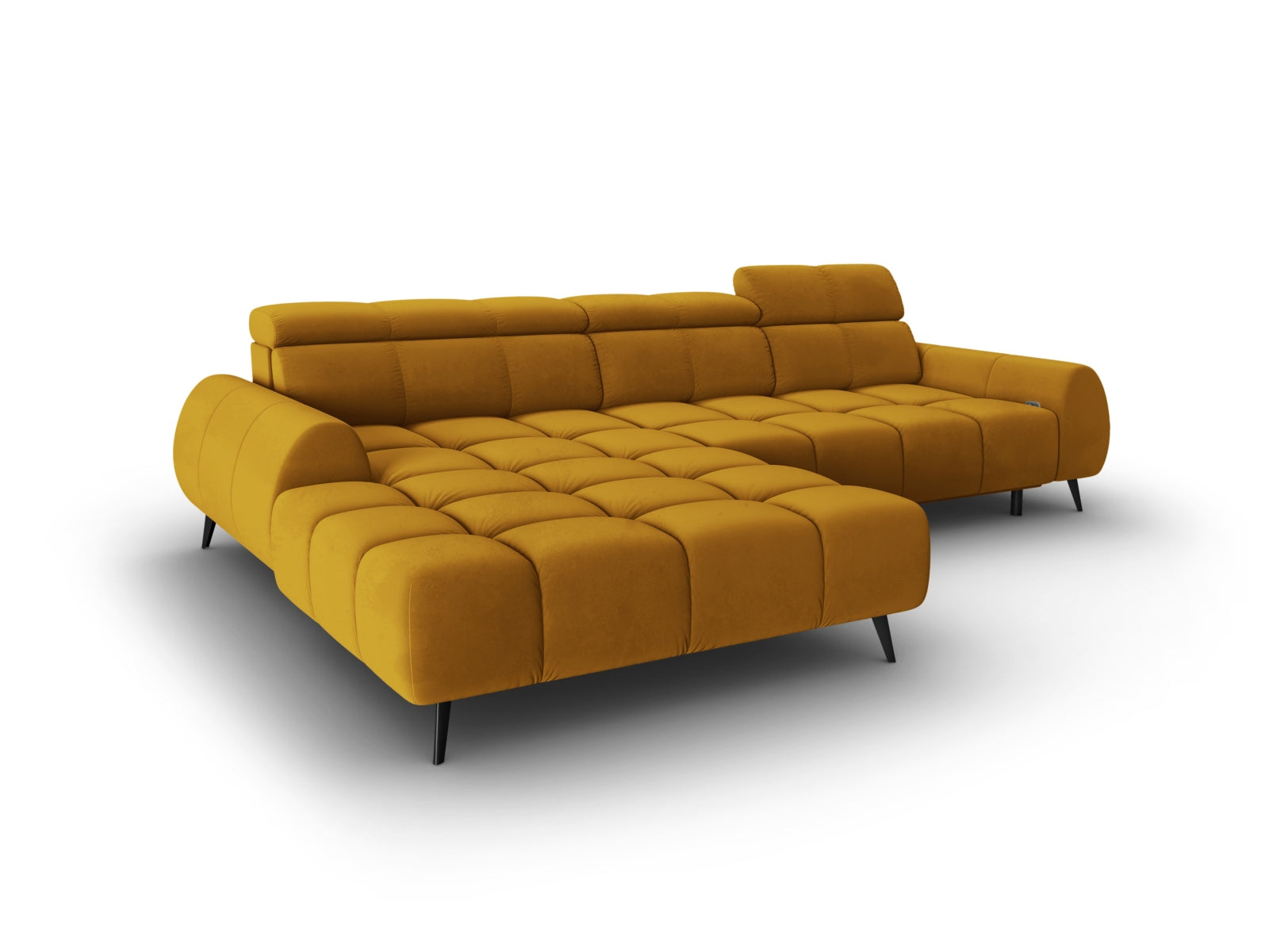 Erleben Sie das Alyse Velour Electric Ecksofa links von Micadoni – ein elegantes 5-Sitzer Sofa, das modernen Komfort und stilvolles Design vereint.