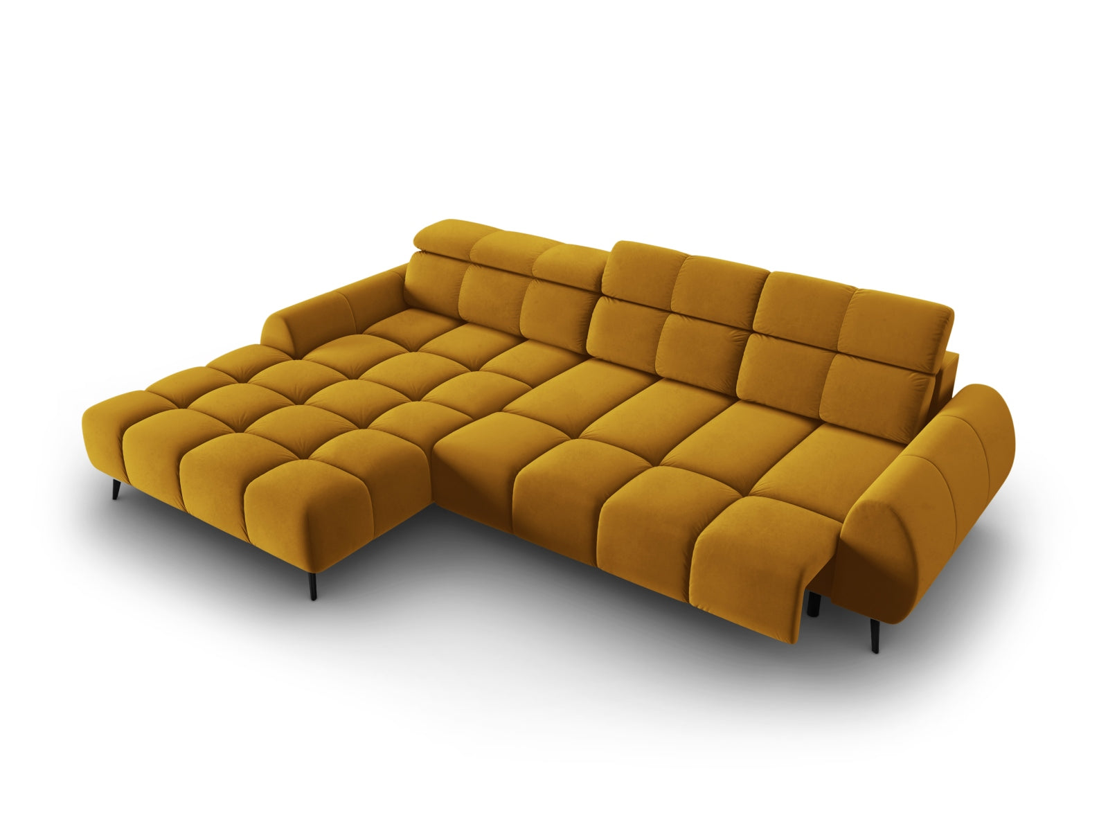 Erleben Sie das Alyse Velour Electric Ecksofa links von Micadoni – ein elegantes 5-Sitzer Sofa, das modernen Stil und höchsten Komfort vereint.