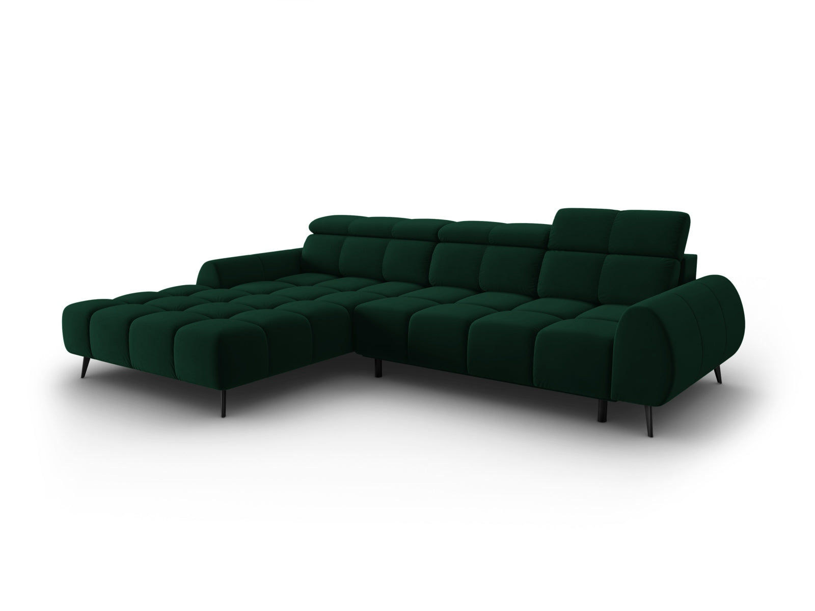 Alyse Velour Electric Ecksofa links 5 Sitzer in Bottle Green präsentiert im Onlineshop von KAQTU Design AG. Ecksofa links ist von Micadoni