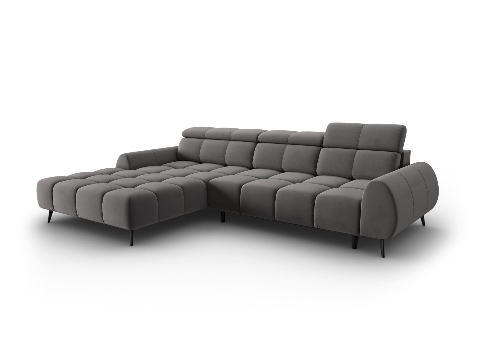 Alyse Velour Electric Ecksofa links 5 Sitzer in Light Grey präsentiert im Onlineshop von KAQTU Design AG. Ecksofa links ist von Micadoni