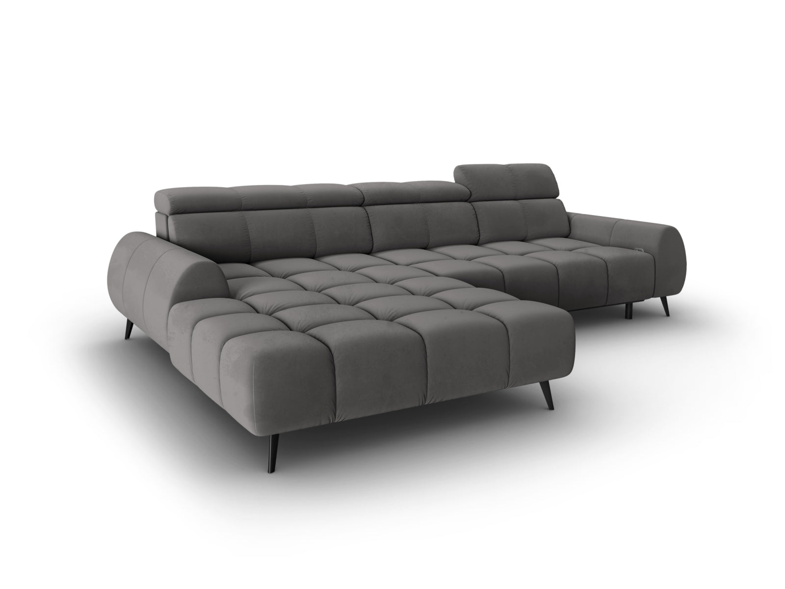 Erleben Sie das Alyse Velour Electric Ecksofa links von Micadoni – ein elegantes 5-Sitzer Sofa, das modernen Komfort und stilvolles Design vereint.