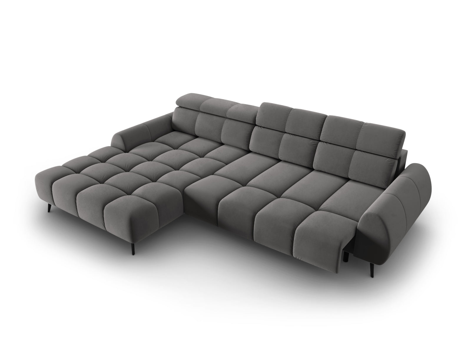 Erleben Sie das Alyse Velour Electric Ecksofa links von Micadoni – ein elegantes 5-Sitzer Sofa, das modernen Stil und höchsten Komfort vereint.