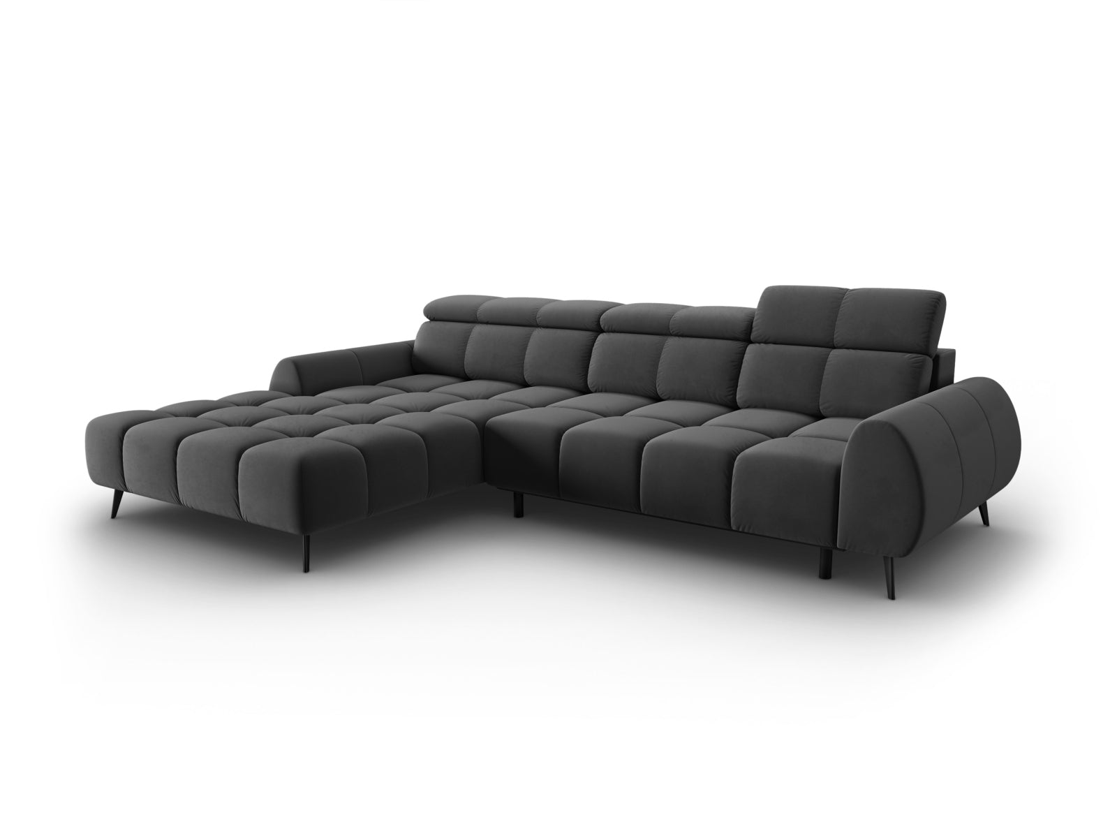 Alyse Velour Electric Ecksofa links 5 Sitzer in Grey präsentiert im Onlineshop von KAQTU Design AG. Ecksofa links ist von Micadoni