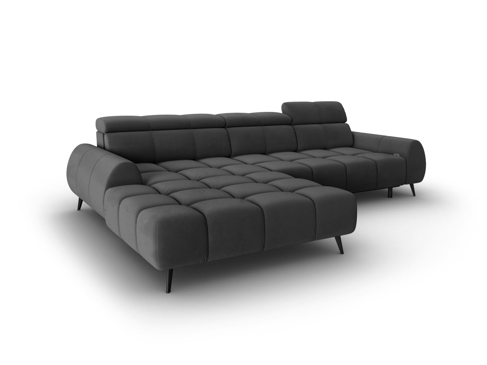 Erleben Sie das Alyse Velour Electric Ecksofa links von Micadoni – ein elegantes 5-Sitzer Sofa, das modernen Komfort und stilvolles Design vereint.