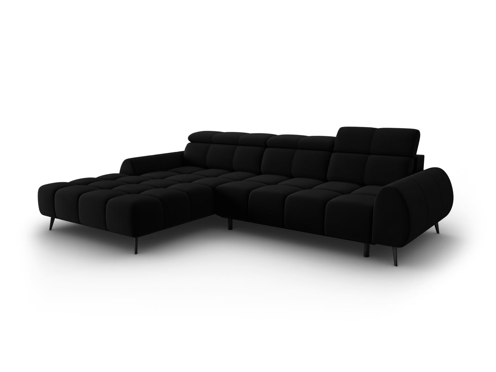 Alyse Velour Electric Ecksofa links 5 Sitzer in Black präsentiert im Onlineshop von KAQTU Design AG. Ecksofa links ist von Micadoni
